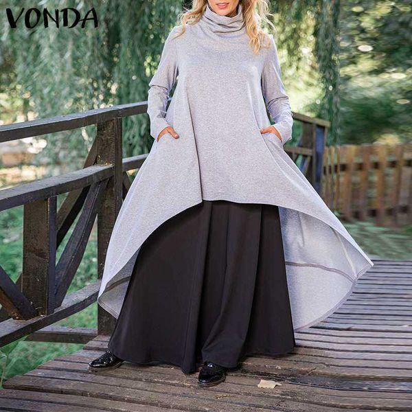 women's blouses & shirts blouses turtleneck women casual long blouse asymmetric solid female tunic vonda mujer plus size s-5xl b osas, White
women's blouses & shirts blouses turtleneck women casual long blouse asymmetric solid female tunic vonda mujer plus size s-5xl b osas, White