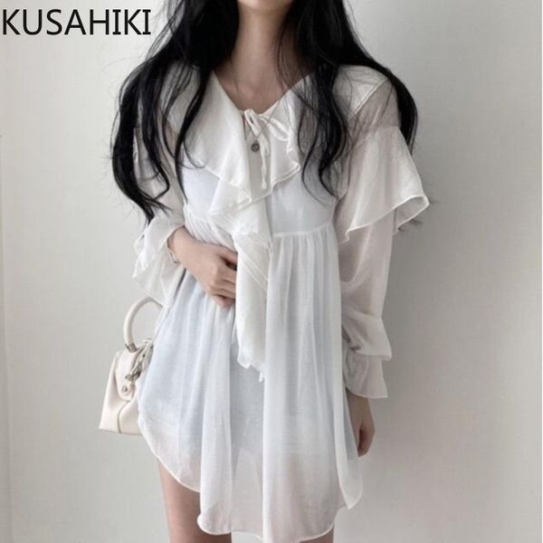 women's blouses & shirts kusahiki ruffle lace up long sleeve women chiffon causal thin pullover blouse 2021 korean chic solid blusas sh, White
women's blouses & shirts kusahiki ruffle lace up long sleeve women chiffon causal thin pullover blouse 2021 korean chic solid blusas sh, White