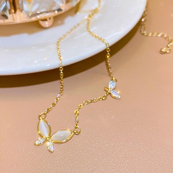 pendant necklaces titanium steel opal zircon butterfly necklace niche design super sparkling crystal clavicle chain women daily jewelry, Silver
pendant necklaces titanium steel opal zircon butterfly necklace niche design super sparkling crystal clavicle chain women daily jewelry, Silver