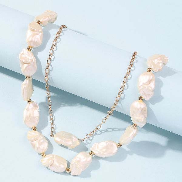 elegant irregular pearl choker necklace cute double layer chain pendant for women all-match decoration wedding party jewelry girl gifts, Silver
elegant irregular pearl choker necklace cute double layer chain pendant for women all-match decoration wedding party jewelry girl gifts, Silver