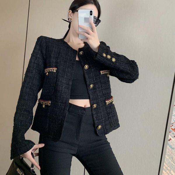 women's jackets 2021 autumn casual single-breasted tweed long sleeve coat female clothing vintage black blends wool office ol outerwear, Black;brown
women's jackets 2021 autumn casual single-breasted tweed long sleeve coat female clothing vintage black blends wool office ol outerwear, Black;brown