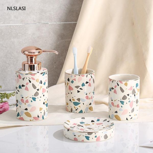 bath accessory set four-piece suit rainbow spots ceramic bathroom decorations home el lotion bottle soap dish mouth cup crafts
bath accessory set four-piece suit rainbow spots ceramic bathroom decorations home el lotion bottle soap dish mouth cup crafts