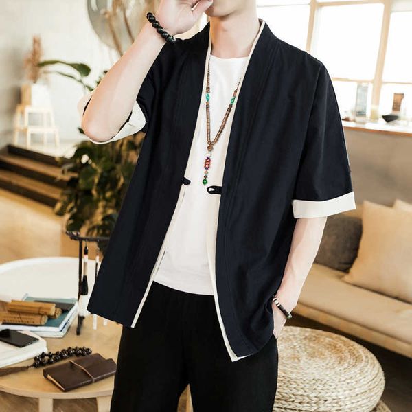 men's polos summer men patchwork shirt streetwear short sleeve harajuku vintage kimono shirts black fashion open stitch fc4x, White;black
men's polos summer men patchwork shirt streetwear short sleeve harajuku vintage kimono shirts black fashion open stitch fc4x, White;black