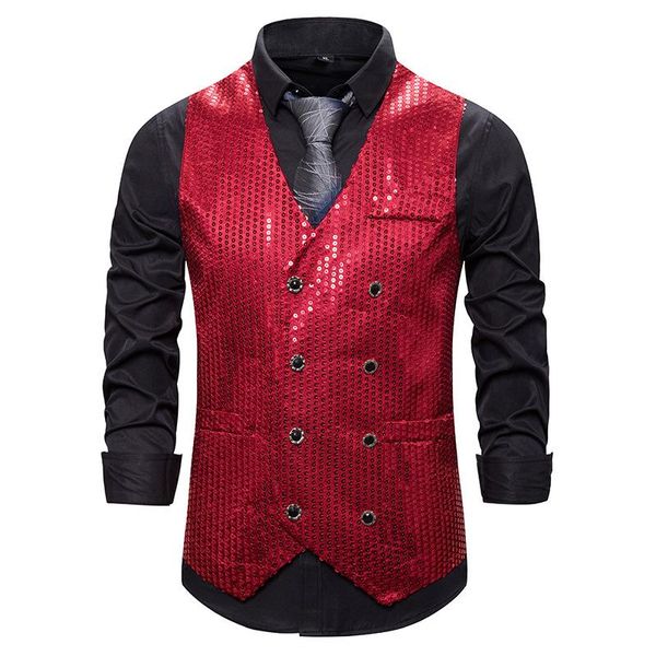 men's vests mens double breasted suit vest waistcoat shiny red sequins wedding groom prom men gilet homme dj club bar singers costume, Black;white
men's vests mens double breasted suit vest waistcoat shiny red sequins wedding groom prom men gilet homme dj club bar singers costume, Black;white