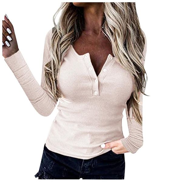 women's t-shirt women long sleeve knitted sweater jumper ladies button v neck pullover slim t shirt spring summer wear #t1g, White
women's t-shirt women long sleeve knitted sweater jumper ladies button v neck pullover slim t shirt spring summer wear #t1g, White