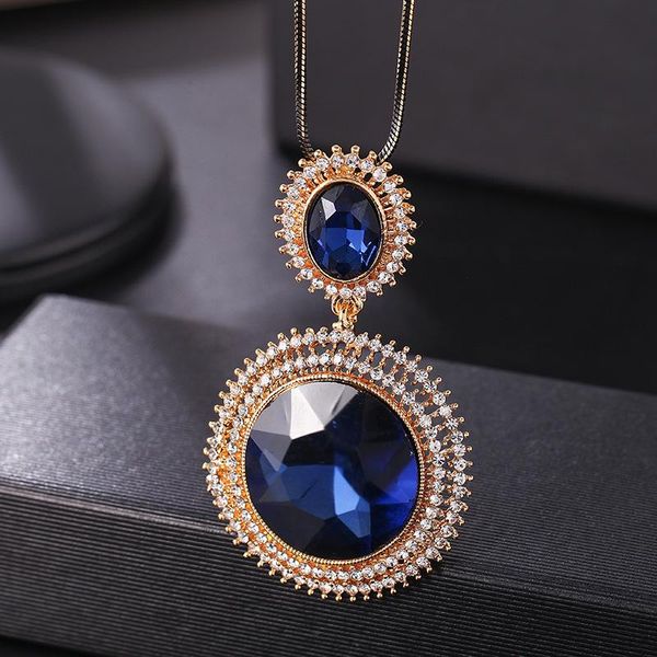 pendant necklaces big and small circle long necklace for women fashion blue crystal sweater accessories jewelry, Silver
pendant necklaces big and small circle long necklace for women fashion blue crystal sweater accessories jewelry, Silver