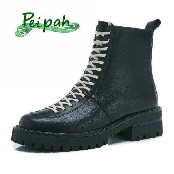 boots peipah winter ankle for women genuine leather lace up increased thick bottom female platform heels shoes 2021 arrival, Black
boots peipah winter ankle for women genuine leather lace up increased thick bottom female platform heels shoes 2021 arrival, Black