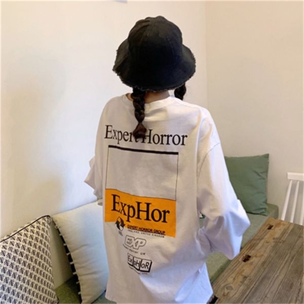 long design korean style oversize loose casual letter printed basic fashion sleeve women t-shirts 210426, White
long design korean style oversize loose casual letter printed basic fashion sleeve women t-shirts 210426, White