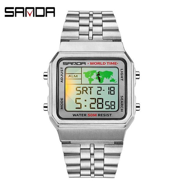 wristwatches led digital watches mens luxury design steel strap retro square military wristwatch waterproof chronograph women sport watch me, Slivery;brown
wristwatches led digital watches mens luxury design steel strap retro square military wristwatch waterproof chronograph women sport watch me, Slivery;brown