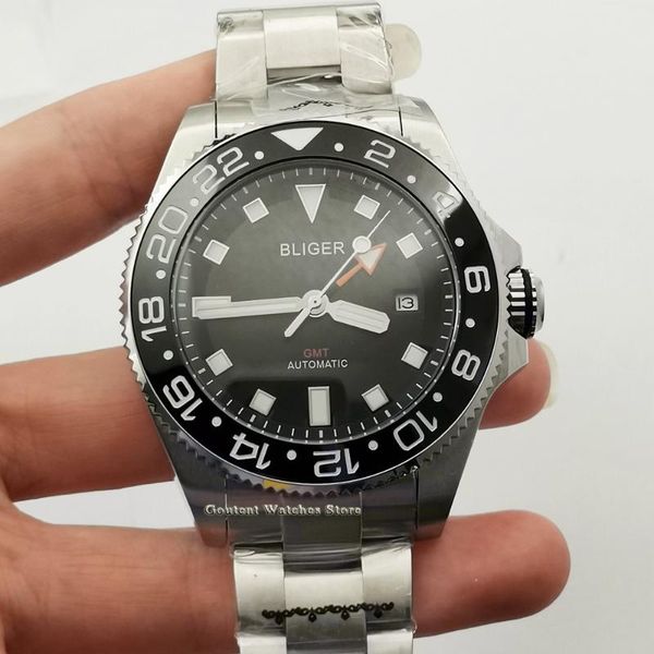 wristwatches 43mm gmt sterile men's watch black dial sapphire glass date ceramic bezel automatic clock, Slivery;brown
wristwatches 43mm gmt sterile men's watch black dial sapphire glass date ceramic bezel automatic clock, Slivery;brown