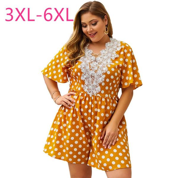 women's jumpsuits & rompers summer plus size jumpsuit for women large loose casual short sleeve yellow dot v neck lace 3xl 4xl 5xl 6xl, Black;white
women's jumpsuits & rompers summer plus size jumpsuit for women large loose casual short sleeve yellow dot v neck lace 3xl 4xl 5xl 6xl, Black;white