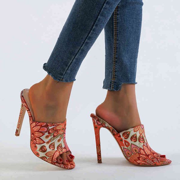 size 35 to 42 orange floral printed phoenix slip on mules luxury designer high heels women shoes, Black
size 35 to 42 orange floral printed phoenix slip on mules luxury designer high heels women shoes, Black