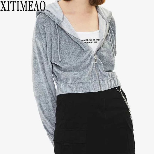 autumn winter women velvet short hooded wei clothing warm zipper coat casual sports femme 210604, Black
autumn winter women velvet short hooded wei clothing warm zipper coat casual sports femme 210604, Black