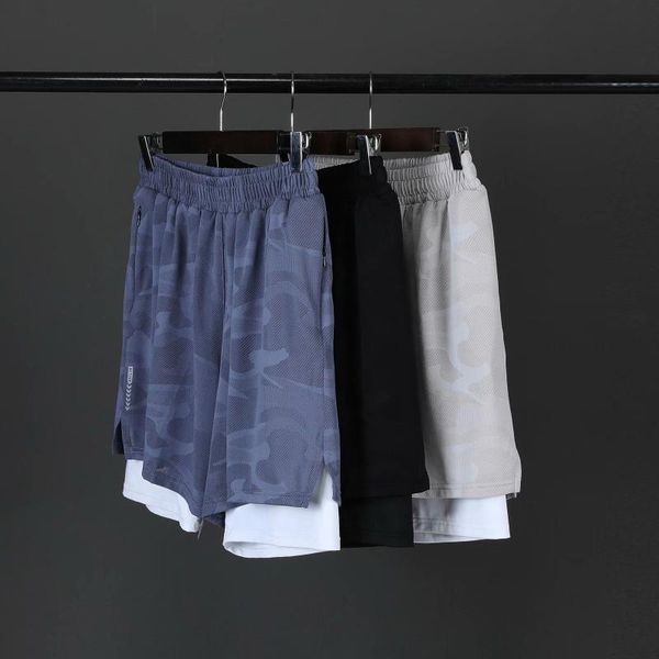 men's running shorts fake two pieces of basketball outdoor leisure beach jogging shorts, breathable gym clothing, White;black 
men's running shorts fake two pieces of basketball outdoor leisure beach jogging shorts, breathable gym clothing, White;black