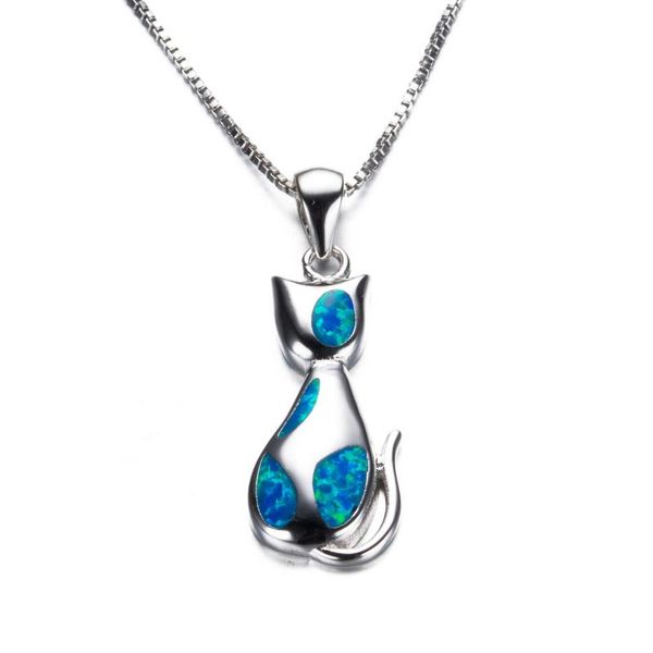 necklace blue opal pendant sweet proud cat couple jewelry for women love gift christmas necklaces, Silver
necklace blue opal pendant sweet proud cat couple jewelry for women love gift christmas necklaces, Silver