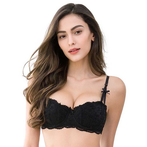 lace half cup with bow lingerie solid breathable comforable cotton intimates bra 210623, Red;black
lace half cup with bow lingerie solid breathable comforable cotton intimates bra 210623, Red;black