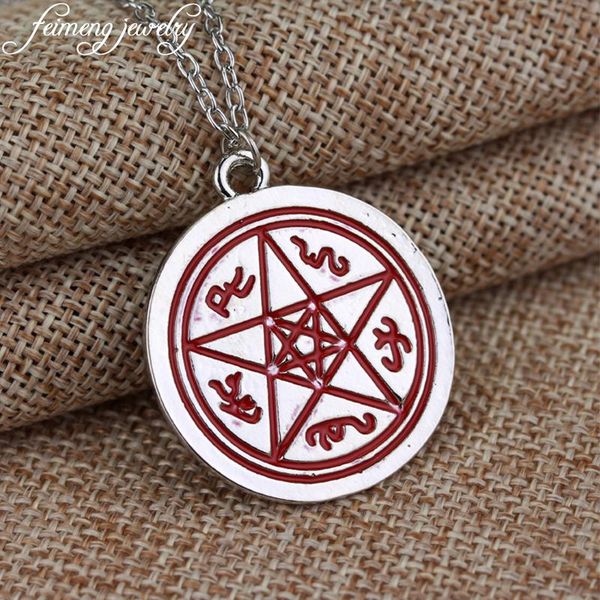 pendant necklaces supernatural red pentagram necklace devil's trap pentacle protection star amulet jewelry for women and men gifts, Silver 
pendant necklaces supernatural red pentagram necklace devil's trap pentacle protection star amulet jewelry for women and men gifts, Silver