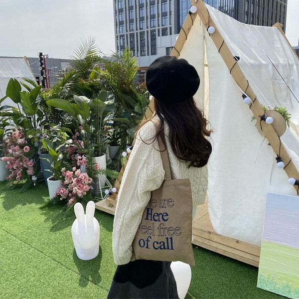 women's canvas shoulder bag korean student letter printing female handbag school large capacity reusable shopping cross body
women's canvas shoulder bag korean student letter printing female handbag school large capacity reusable shopping cross body