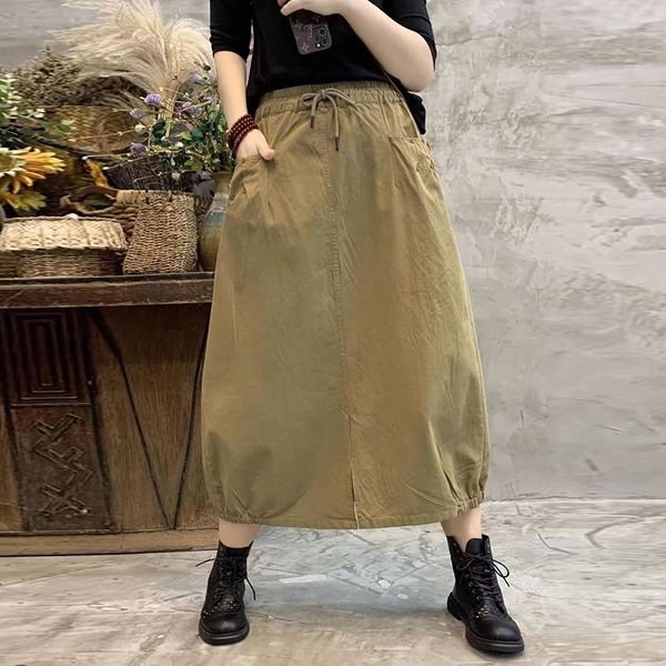 spring elastic waist midi skirt 2021 summer women split a-line skirts solid color cotton vintage retro cargo skirt 12538, Red
spring elastic waist midi skirt 2021 summer women split a-line skirts solid color cotton vintage retro cargo skirt 12538, Red