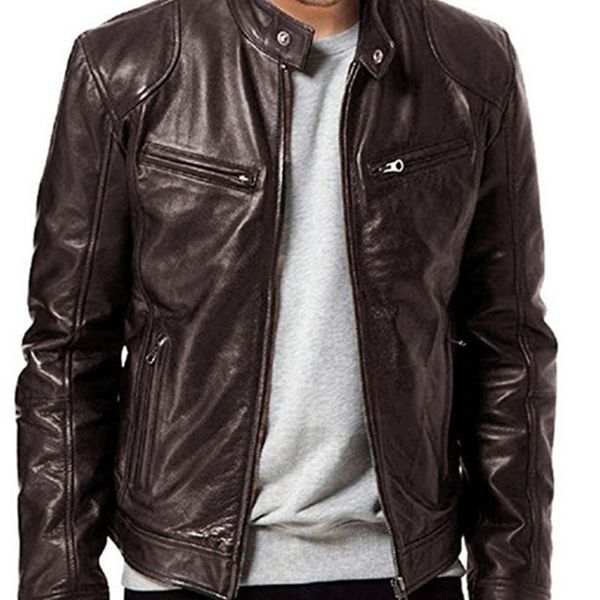 men's fur & faux leather jackets men zipper cardigan pocket coat stand collar slim fit jacket rmq7, Black
men's fur & faux leather jackets men zipper cardigan pocket coat stand collar slim fit jacket rmq7, Black