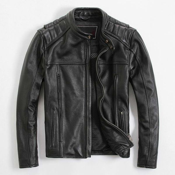men's leather & faux geniune jacket men natural cow jackets spring autumn motocycle outwear jaquetas masculina 2021 mf417, Black
men's leather & faux geniune jacket men natural cow jackets spring autumn motocycle outwear jaquetas masculina 2021 mf417, Black