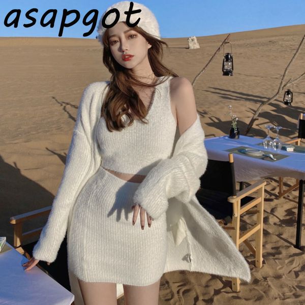 asapgot fashion elegant temperament white sets x long v neck sweaters coat camisole mini elastic high waist knit skirts 210429
asapgot fashion elegant temperament white sets x long v neck sweaters coat camisole mini elastic high waist knit skirts 210429