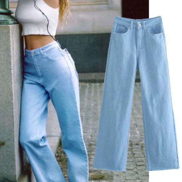 women's jeans dave&di ins fashion blogger colorful summer woman high waist wide leg denim pants women loose mom for, Blue
women's jeans dave&di ins fashion blogger colorful summer woman high waist wide leg denim pants women loose mom for, Blue