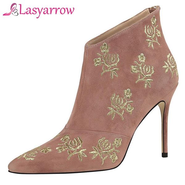boots lasyarrow fashion slim night club women's shoes floral embroidery high heels stilettos pumps pointed toe ankle, Black
boots lasyarrow fashion slim night club women's shoes floral embroidery high heels stilettos pumps pointed toe ankle, Black