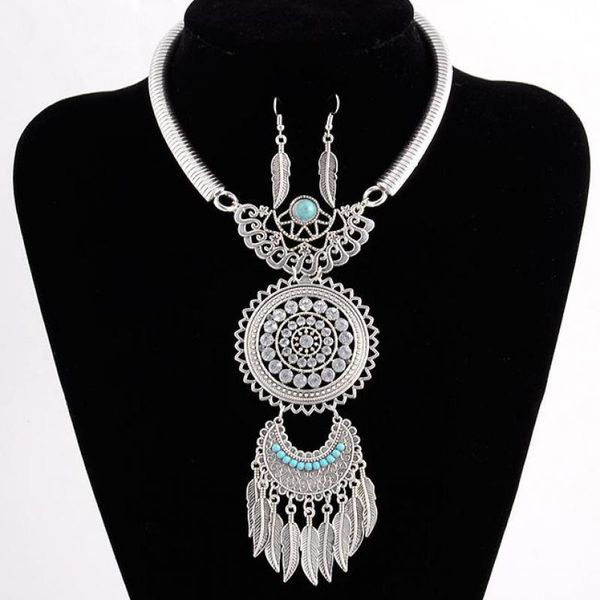 earrings & necklace crystal vintage ancient silver color jewelry sets leaves tassel drop jewellery for women earing gift j112
earrings & necklace crystal vintage ancient silver color jewelry sets leaves tassel drop jewellery for women earing gift j112