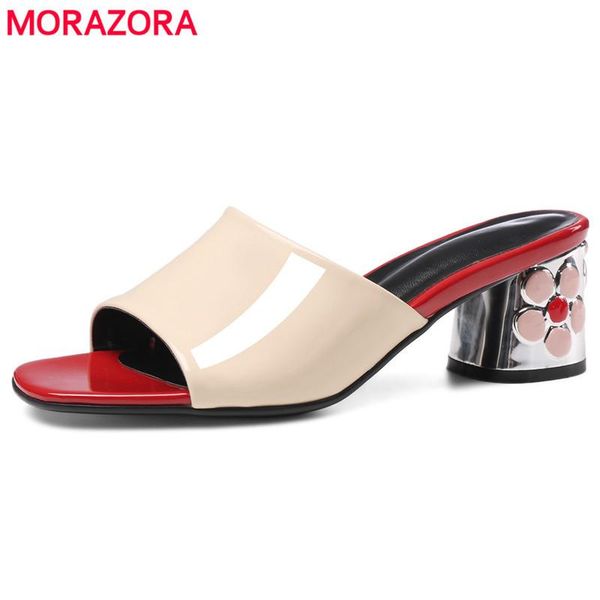 dress shoes morazora 2021 brand patent genuine leather sandals women heels flower ladies casual wedding slipper mules, Black
dress shoes morazora 2021 brand patent genuine leather sandals women heels flower ladies casual wedding slipper mules, Black
