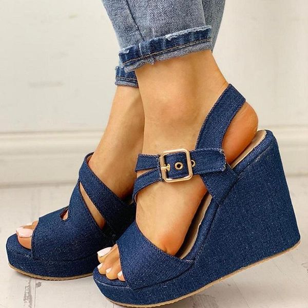summer women high heels denim sandals gladiator open toe wedges ladies shoes buckle strap platform roman big size, Black
summer women high heels denim sandals gladiator open toe wedges ladies shoes buckle strap platform roman big size, Black