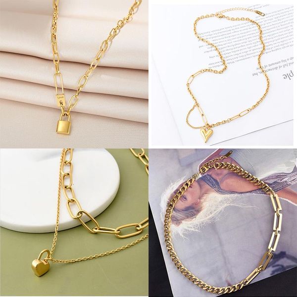 pendant necklaces meyrroyu stainless steel punk hip hop cable chain necklace for women geometric choker 2021 trend party gift fashion jewelr, Silver
pendant necklaces meyrroyu stainless steel punk hip hop cable chain necklace for women geometric choker 2021 trend party gift fashion jewelr, Silver