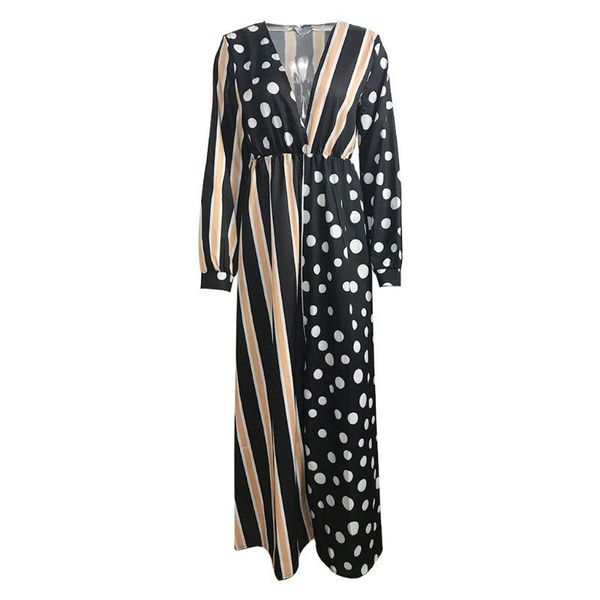 casual dresses womens spring long sleeves empire high waist maxi blouse dress plunging deep v-neck polka dot vertical stripes patchwork n2ue, Black;gray
casual dresses womens spring long sleeves empire high waist maxi blouse dress plunging deep v-neck polka dot vertical stripes patchwork n2ue, Black;gray