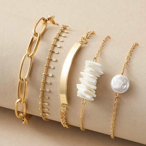 charm bracelets zhen tomomi bohemia shell chip pearl for women 2021 gold alloy chain bracelet set jewelry pulseras 5pcs/set, Golden;silver
charm bracelets zhen tomomi bohemia shell chip pearl for women 2021 gold alloy chain bracelet set jewelry pulseras 5pcs/set, Golden;silver