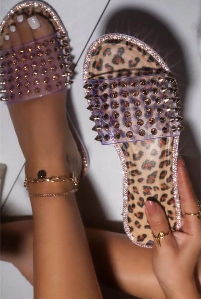 summer women punk slippers flat heel studed rivet snake leopard print pvc rubber sole outdoor slides fashion shoes ladies female, Black
summer women punk slippers flat heel studed rivet snake leopard print pvc rubber sole outdoor slides fashion shoes ladies female, Black