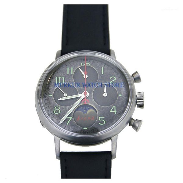 red star mens big watch mechanical chronograph for tianjin movement flieger b-uhr serve the people moonphase calendar wristwatches, Slivery;brown
red star mens big watch mechanical chronograph for tianjin movement flieger b-uhr serve the people moonphase calendar wristwatches, Slivery;brown