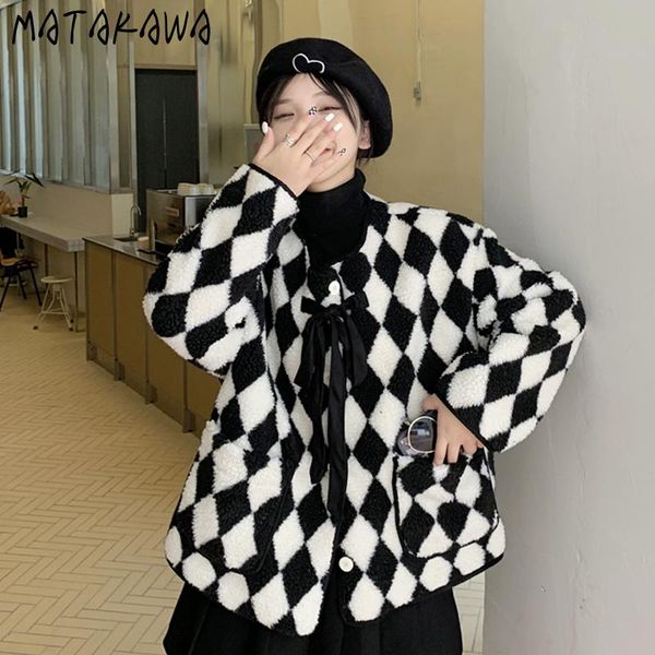 women's jackets matakawa faux lamb wool coat autumn winter loose plaid bownot thicken woman jacket fashion korean alim all-match, Black;brown
women's jackets matakawa faux lamb wool coat autumn winter loose plaid bownot thicken woman jacket fashion korean alim all-match, Black;brown