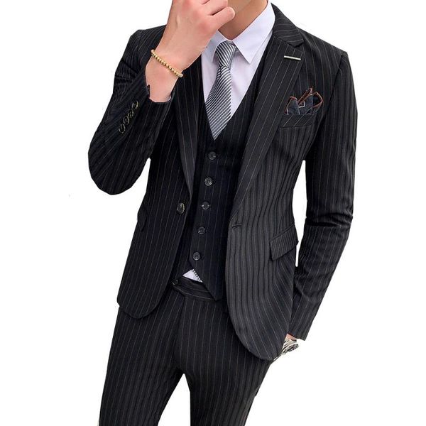 men's suits & blazers 2021 fashion slim business casual groomsman 3pcs wedding stripe suit jacket vest pants trousers sets, White;black
men's suits & blazers 2021 fashion slim business casual groomsman 3pcs wedding stripe suit jacket vest pants trousers sets, White;black