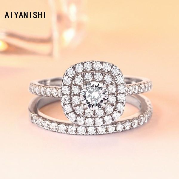 cluster rings aiyanishi 925 sterling silver wedding ring set double finger for women engagement bridal band jewelry, Golden;silver
cluster rings aiyanishi 925 sterling silver wedding ring set double finger for women engagement bridal band jewelry, Golden;silver