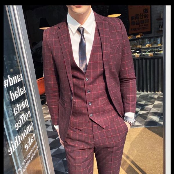 men's suits & blazers clothing 3pcs jacket + vest trousers korean slim fit business suit work formal wedding dress set 622-p85, White;black
men's suits & blazers clothing 3pcs jacket + vest trousers korean slim fit business suit work formal wedding dress set 622-p85, White;black