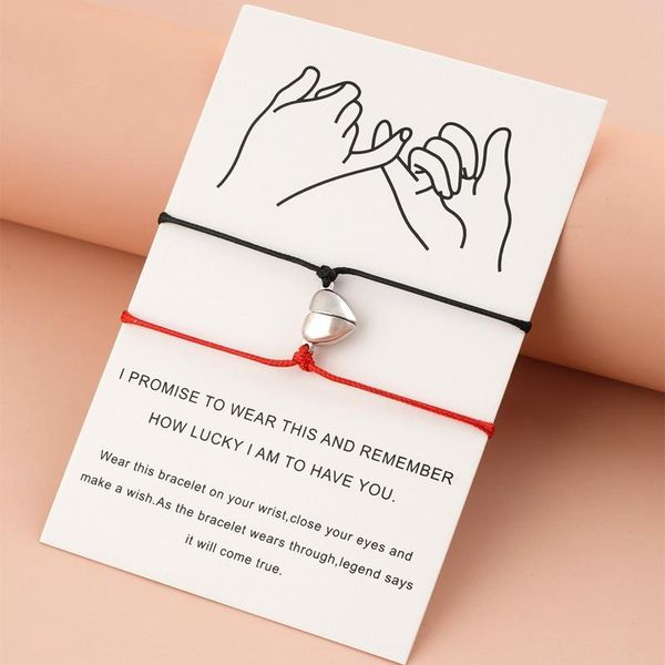 charm bracelets 2pcs magnet heart alloy attracts bracelet braided rope couple adjustable women girls friendship gift, Golden;silver
charm bracelets 2pcs magnet heart alloy attracts bracelet braided rope couple adjustable women girls friendship gift, Golden;silver