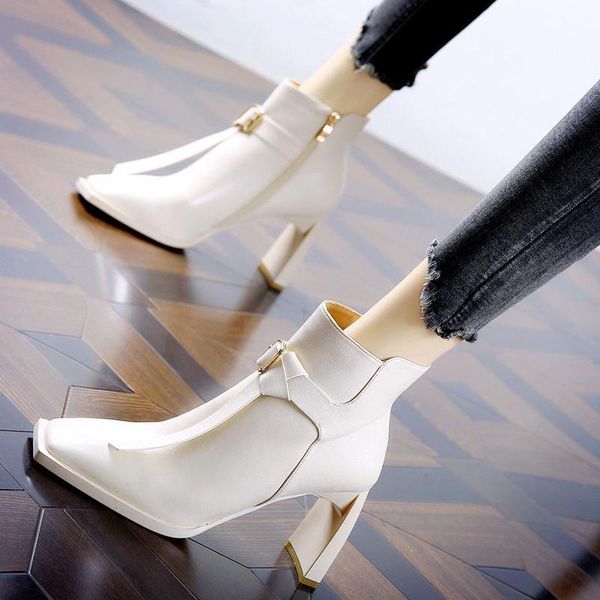 dress shoes buckle square toe workplace boots women's side zipper thick heel ol 2021 winter commuter high heels., Black
dress shoes buckle square toe workplace boots women's side zipper thick heel ol 2021 winter commuter high heels., Black