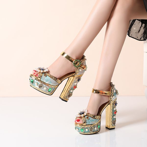 large size women's shoes european and american diamond-studded fish mouth high heels waterproof platform thick nightclub sandals, Black
large size women's shoes european and american diamond-studded fish mouth high heels waterproof platform thick nightclub sandals, Black