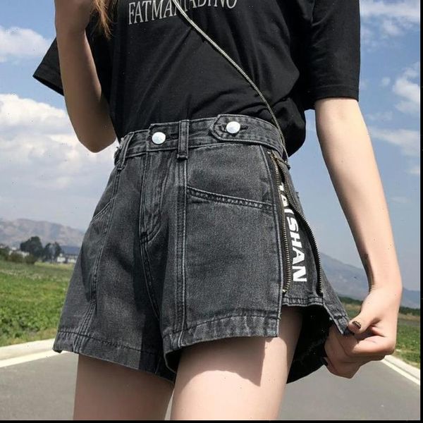 cotton loose slim denim women jean shorts letter zipper style wide leg high waist short pants, Blue
cotton loose slim denim women jean shorts letter zipper style wide leg high waist short pants, Blue