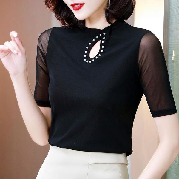 women's t-shirt size -3xl girls mesh t-shirts tees female short sleeve beading hollow out o-neck tshirt undershirts women spring fall, White
women's t-shirt size -3xl girls mesh t-shirts tees female short sleeve beading hollow out o-neck tshirt undershirts women spring fall, White