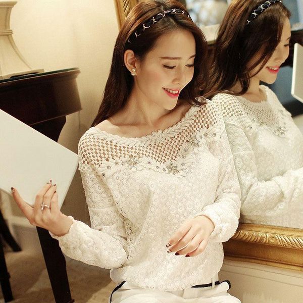 women's blouses & shirts fashion womens spring autumn long sleeve lace floral shirt casual blouse loose elegant hollow out, White
women's blouses & shirts fashion womens spring autumn long sleeve lace floral shirt casual blouse loose elegant hollow out, White