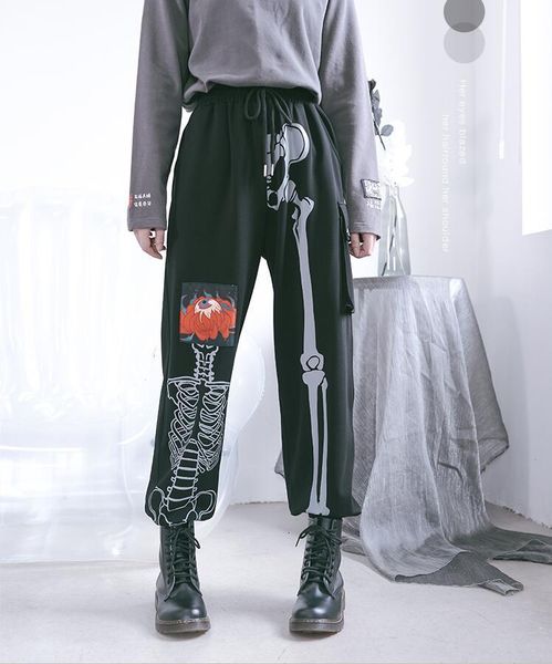 men's jeans women's high-waisted pants, spring and fall fashion, harajuku style with black bone pattern, urban loose, hip hop 87sz, Blue
men's jeans women's high-waisted pants, spring and fall fashion, harajuku style with black bone pattern, urban loose, hip hop 87sz, Blue