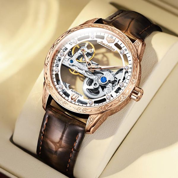 wristwatches jsdun business leather strap men automatic mechanical wrist watch skeleton retro for male relogio masculino, Slivery;brown
wristwatches jsdun business leather strap men automatic mechanical wrist watch skeleton retro for male relogio masculino, Slivery;brown