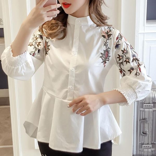 women's blouses & shirts arrival embroidery 3/4 sleeve women cotton casual shirt plus size summer embroided stand collar fashion blous, White
women's blouses & shirts arrival embroidery 3/4 sleeve women cotton casual shirt plus size summer embroided stand collar fashion blous, White