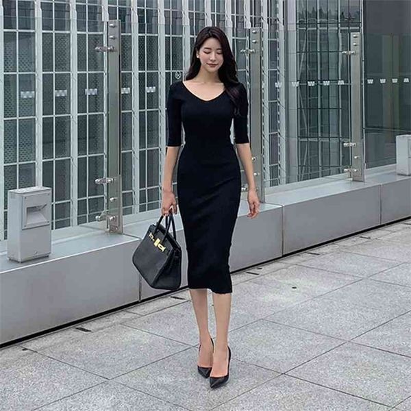 fall knitted v-neck slim dress office lady knitting cotton knee-length natural solid sheath polyester 210416, Black;gray
fall knitted v-neck slim dress office lady knitting cotton knee-length natural solid sheath polyester 210416, Black;gray